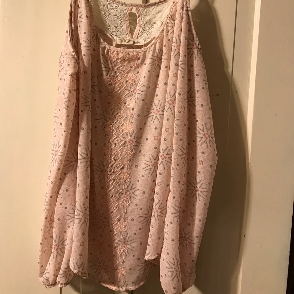 Pink open shoulder top